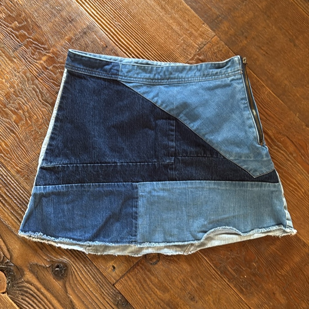 Zara Jean Zip Mini Skirt Sz M